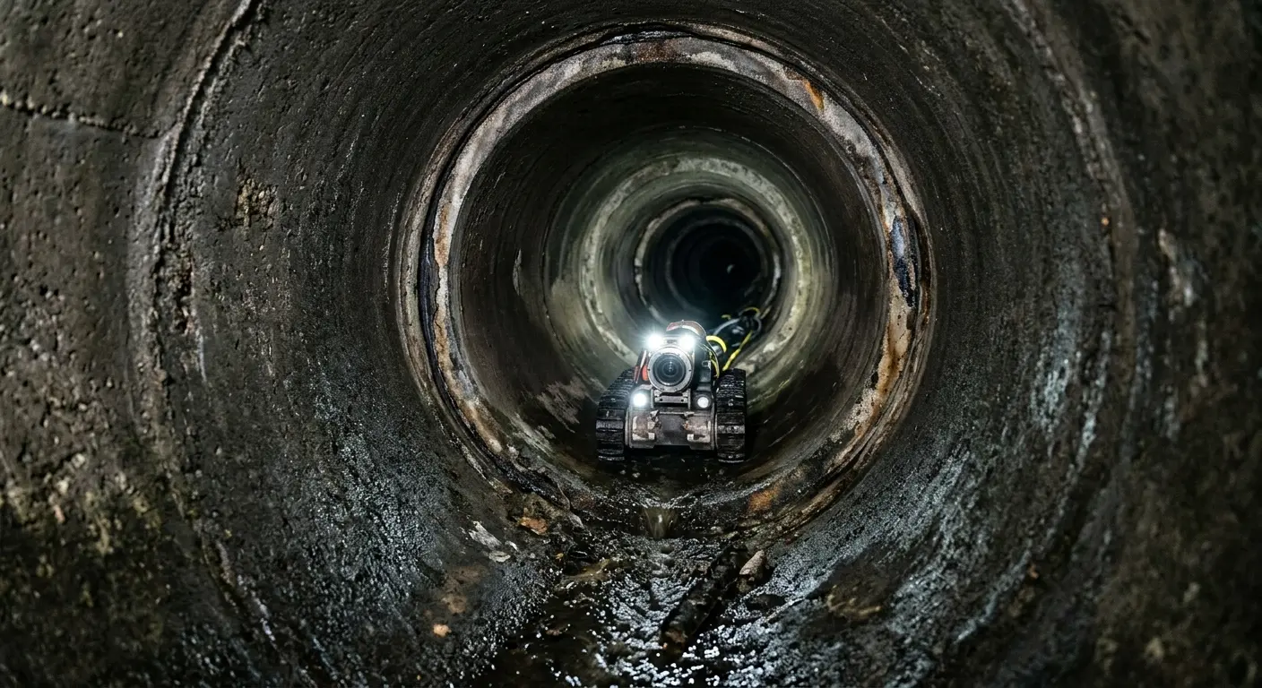 Robotic sewer camera inspecting pipe interior for Sewer Line Repair in Lawrence